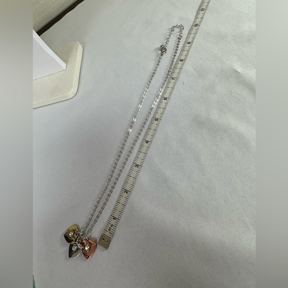 Floating hearts with rhinestones necklace - Picture 3 of 5